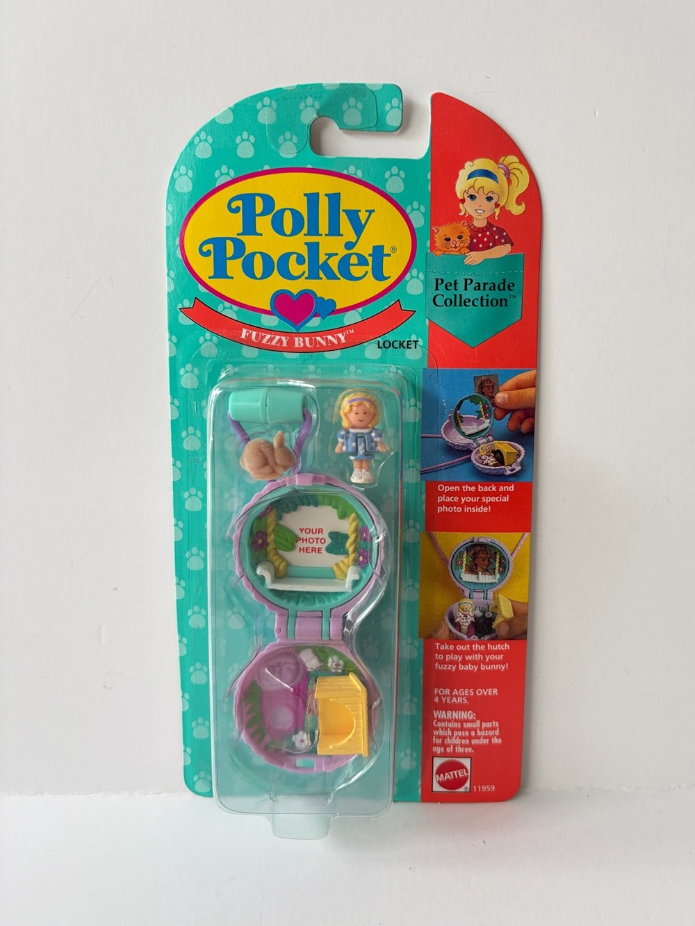 1994 Polly Pocket Pet Parade Fuzzy Bunny Locket